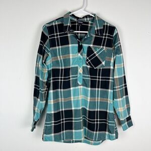 Patagonia Women's Size S Featherstone Tunic Half-Button Green Plaid Shirt​​​